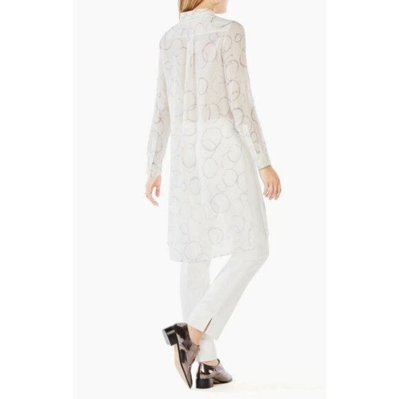 BCBG MaxAzria Taylur 100% Silk Semi-Sheer A-line Button Down Top Small - Picture 3 of 8